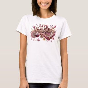 T-shirt Motif artistique Sharp Pink VIVE RIRE BOIRE DU VIN