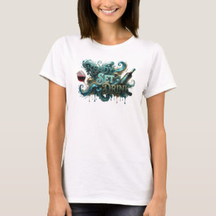 T-shirt Motif Artistique Turquoise Clair PRET A BOIRE