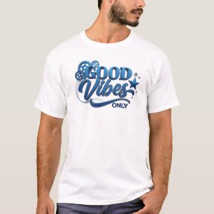 T-shirt Motif artistique UNIQUE BLEU BONNES VIBRATIONS SEU