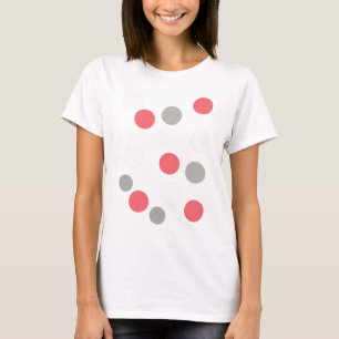 T-shirt Motif Boules Cercles Gris Blanc Corail Rose