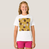 T-shirt Motif Brown de champignons sur moutarde jaune (Devant entier)