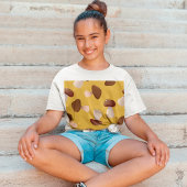 T-shirt Motif Brown de champignons sur moutarde jaune