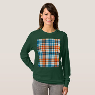 T-shirt Motif carreaux tartan bleu orange blanc