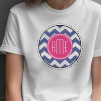 Motif Chevron avec Monogramme - Magenta Navy