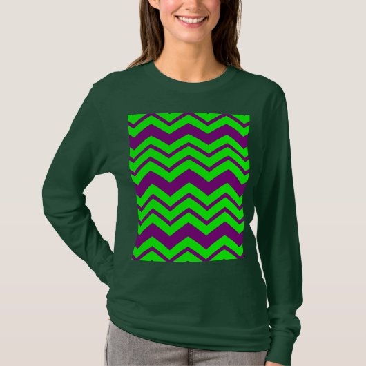 T-shirt Motif chevron zigzag vert violet (Devant)