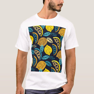 T-shirt Motif Citrus Lemon Doodle Arrière - plan