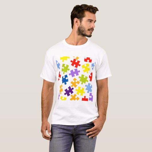 T-shirt Motif coloré de puzzle (Devant entier)