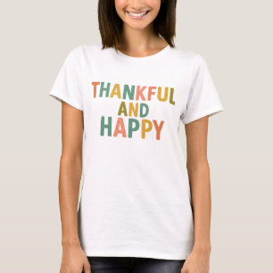 T-shirt Motif Coloré Rétro Amusant Remerciant et Heureux