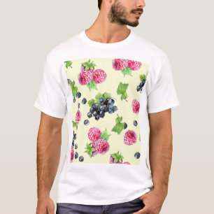 T-shirt Motif d'aquarelle de framboise, curry