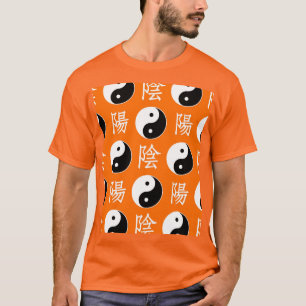 T-shirt Motif d'Arrière - plan orange du Yinyang