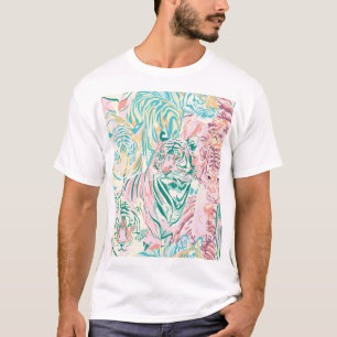 T-shirt Motif d'art de Tiger couleur Pastel
