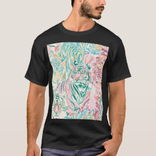 T-shirt Motif d'art de Tiger couleur Pastel