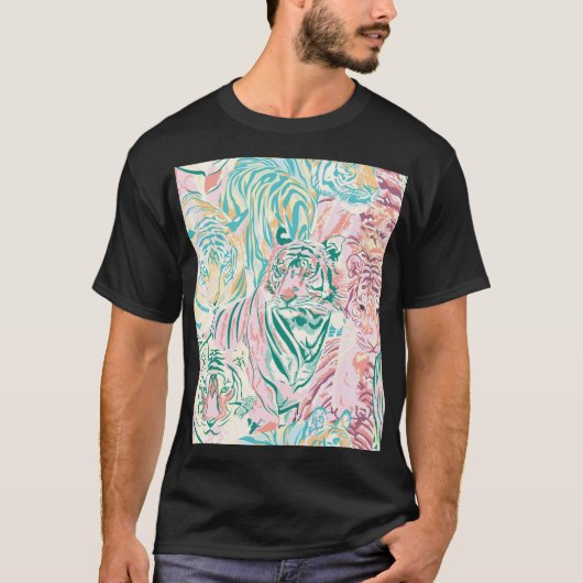 T-shirt Motif d'art de Tiger couleur Pastel (Devant)