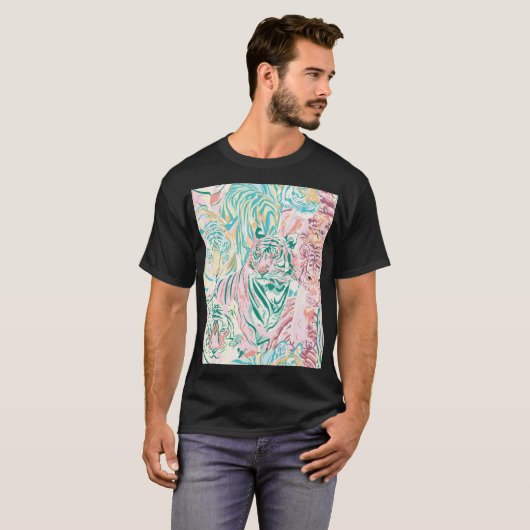T-shirt Motif d'art de Tiger couleur Pastel (Devant entier)