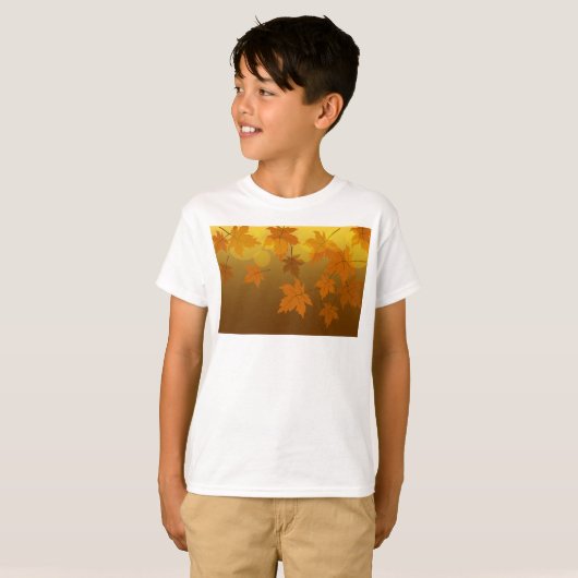 T-shirt Motif d'automne avec feuilles d'érable en chute et (Devant entier)