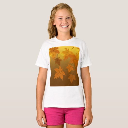 T-shirt Motif d'automne avec feuilles d'érable en chute et (Devant entier)