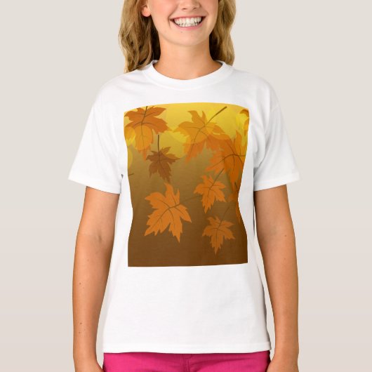 T-shirt Motif d'automne avec feuilles d'érable en chute et (Devant)