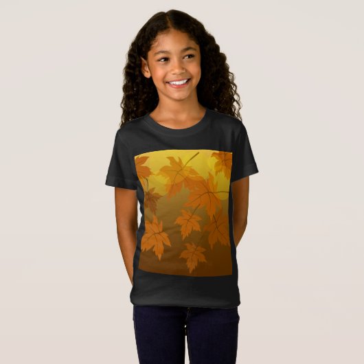 T-Shirt Motif d'automne avec feuilles d'érable en chute et (Devant entier)