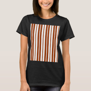 T-shirt Motif de bandes verticales Brown blanches