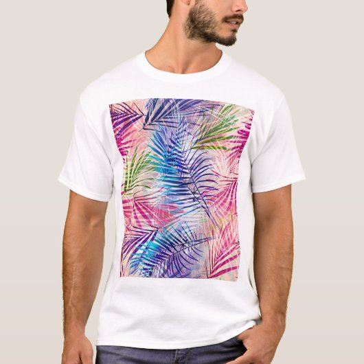T-shirt Motif de basculement Feuilles d'aquarelle Abstrait (Devant)