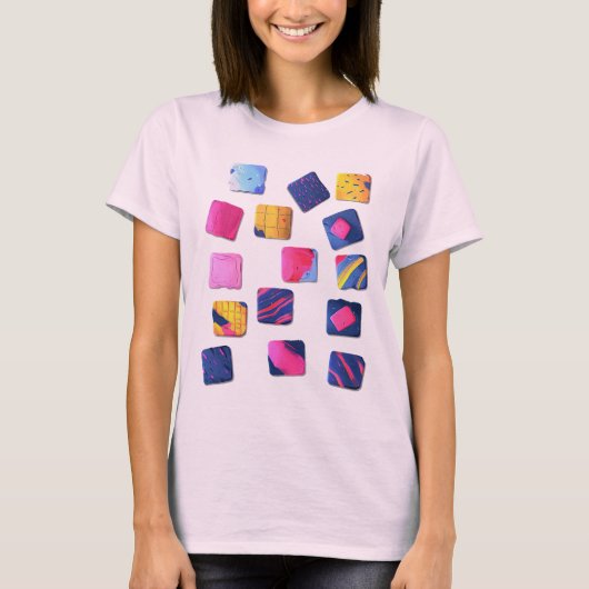 T-shirt Motif de blocs colorés Abstraits (Devant)