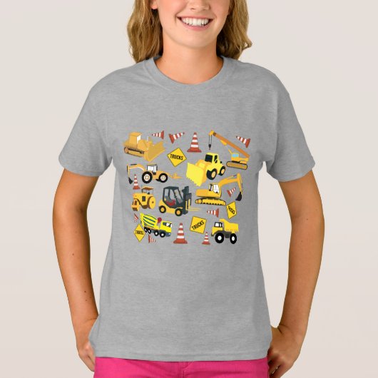 T-shirt Motif de camions de construction (Devant)