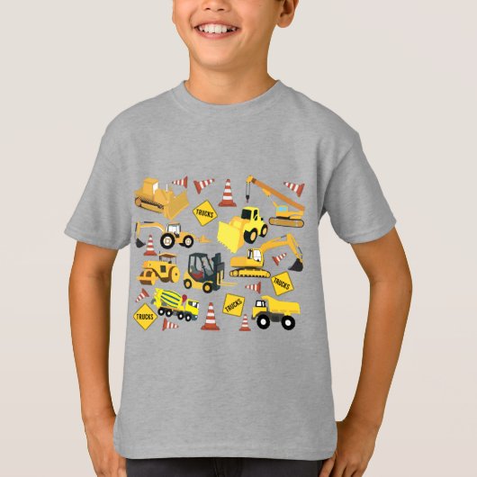 T-shirt Motif de camions de construction (Devant)