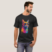 T-shirt Motif de chat coloré (Devant entier)