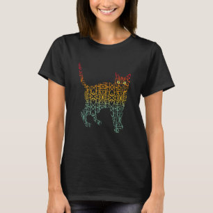 T-shirt Motif de chat géométrique ligne cool vintage chat