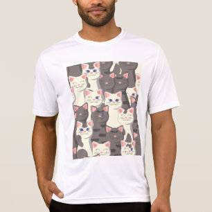 T-shirt Motif de chats blancs et gris
