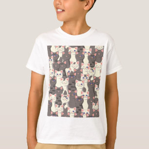 T-shirt Motif de chats blancs et gris