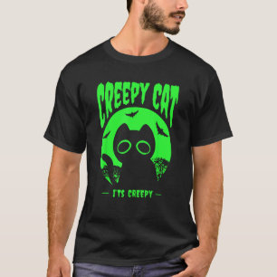T-shirt Motif de chats Halloween verts et chauves-souris