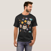 T-shirt Motif De Chats Visages Dans L'Espace (Devant entier)