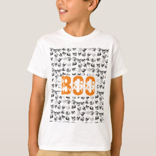 T-shirt Motif de crâne Éffrayant Orange Boo Halloween