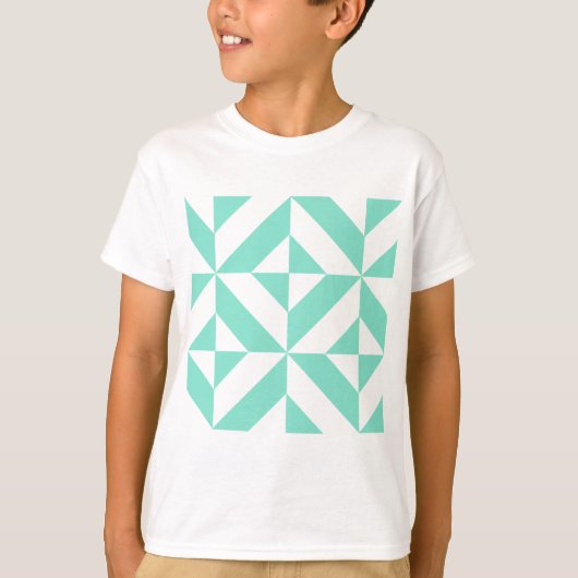 T-shirt Motif de cube géométrique vert Seafoam (Devant)