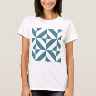 T-shirt Motif de cube vert géométrique profond Turquoise