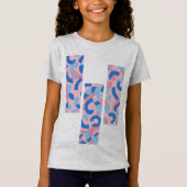 T-Shirt Motif de doodle rose et bleu (Devant)