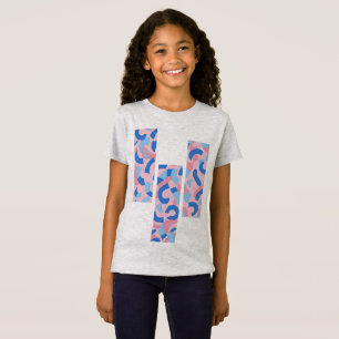 T-Shirt Motif de doodle rose et bleu