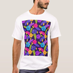 T-shirt Motif de feuilles tropicales colorées florales-23