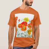 T-shirt Motif de fleur de pavot rouge orange aquarelle mar (Devant)