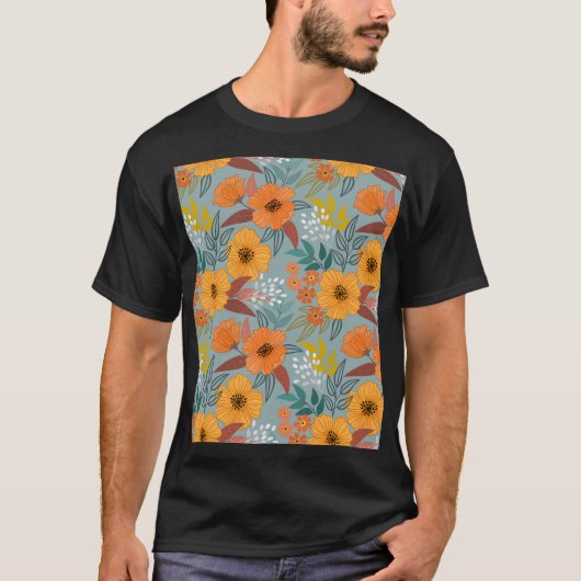 T-shirt Motif de fleurs à main colorée (Devant)