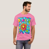 T-shirt Motif de fleurs abstrait coloré (Devant entier)
