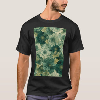 T-shirt Motif de fleurs botaniques vertes romantiques