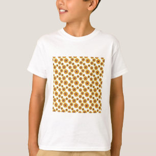 T-shirt Motif de fleurs orange jaune