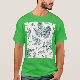 T-shirt Motif de la forêt d'hiver Pinecone Holly Berries