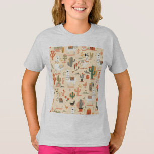 T-shirt Motif de lamas ludiques du désert