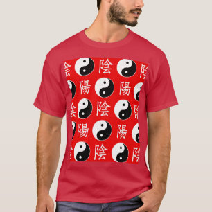 T-shirt Motif de l'Arrière - plan rouge chinois Yinyang