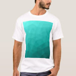 T-shirt Motif de maillage géométrique Turquoise turquoise<br><div class="desc">Elégant t-shirt géométrique moderne pour n'importe qui. Maillage géométrique clair turquoise dégradé motif triangles lumineux ombre. Maille géométrique triangulaire avec dégradé foncé.</div>
