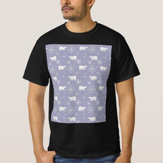 T-shirt Motif de Noël avec ours polaires et flocons de nei (Devant)