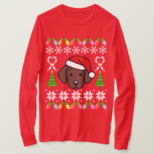 T-shirt Motif de Noël de chiot de Labrador de chocolat (Design devant)